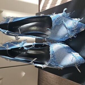 2 Toned Denim Platform Pumps - NEW